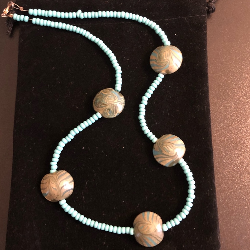 Artisan bead and glass necklace
